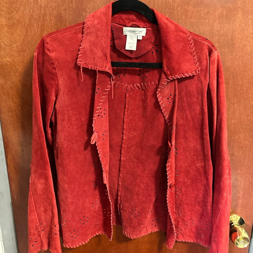 Coldwater Creek Women's Vibrant Red Suede Blazer